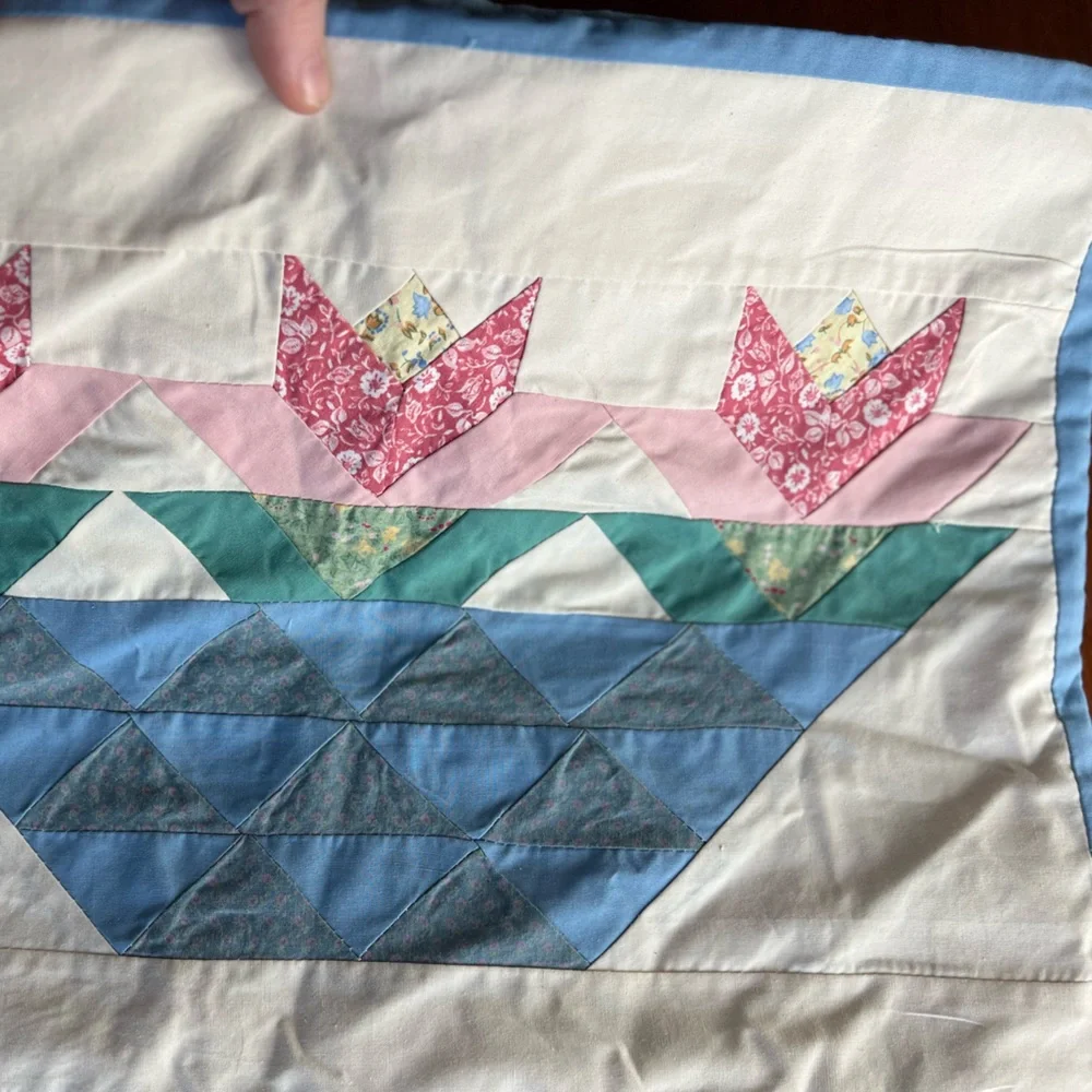 Vintage American Pacific Quilted Patchwork Placemats – Set of 4 Blue Farmhouse